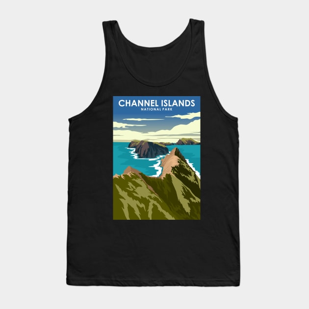 Channel Islands National Park Vintage Minimal Retro Travel Poster Tank Top by jornvanhezik